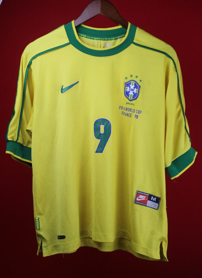 Brazil Jersey Season 1998 World Cup Medium #9 RONALDO - Image 2
